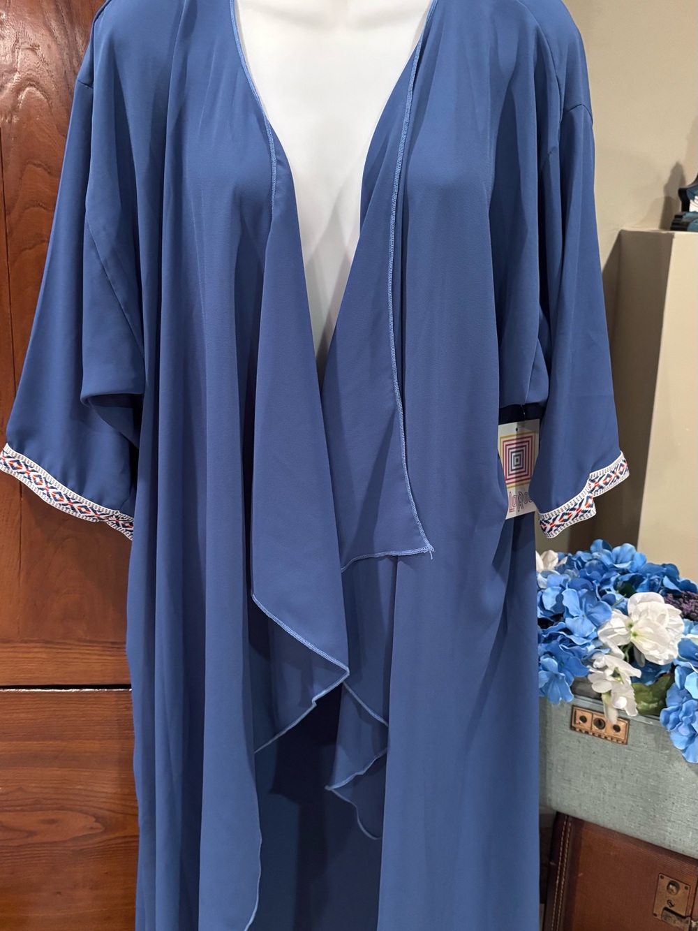 LuLaRoe Dusty Blue Draped Open-Front Kimono
